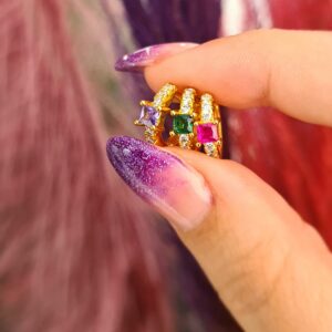 Μίνι κρικάκι με στρασάκι και μωβ κρύσταλλο