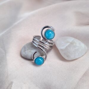 Δαχτυλίδι μεγάλο με γαλάζιες χάντρες